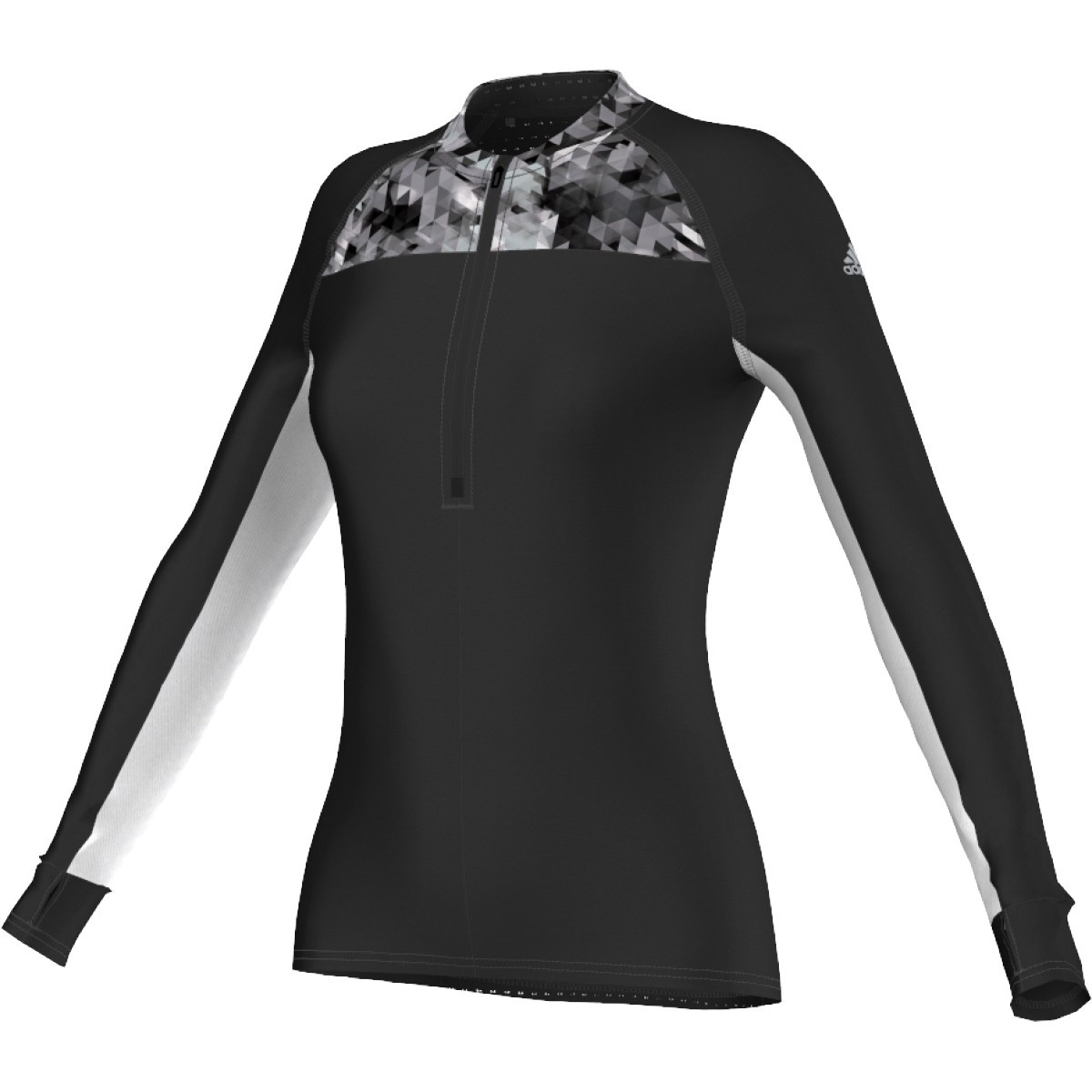 Damske Tricko S Dlhym Rukavom Adidas S10115 Tr 1 2zip Ls W Black White