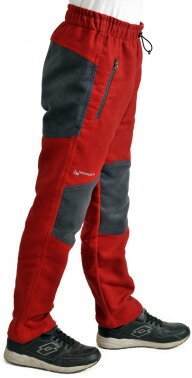 BENESPORT Spišík detské diftínové nohavice červeno-šedé veľkosť 140