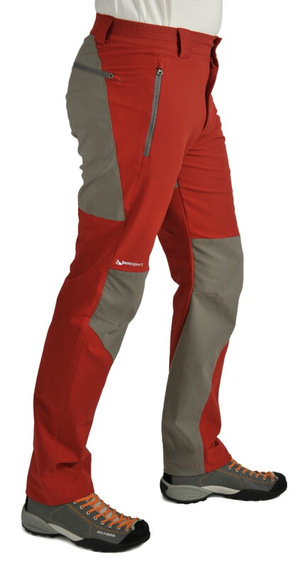 BENESPORT SALATIN pánske nohavice stredný streč červeno-sivé