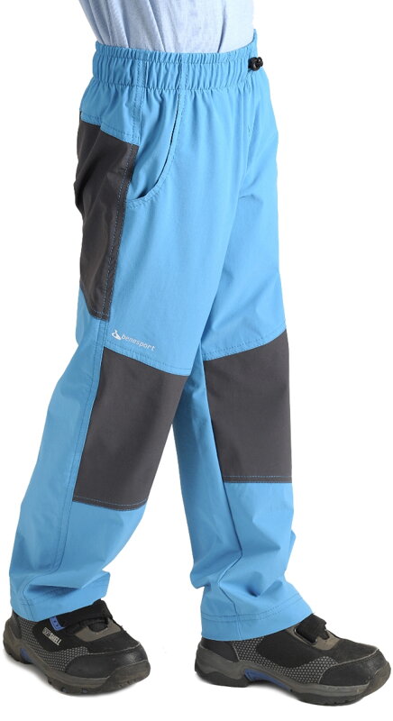 BENESPORT Sosničky detské tenké bi-stretchové nohavice modro/šedé veľkosť 134