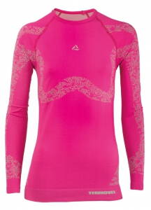 TERMOVEL SEAM TWO DLR W dámske bezšvové termo tričko ružové so strieborným vzorom